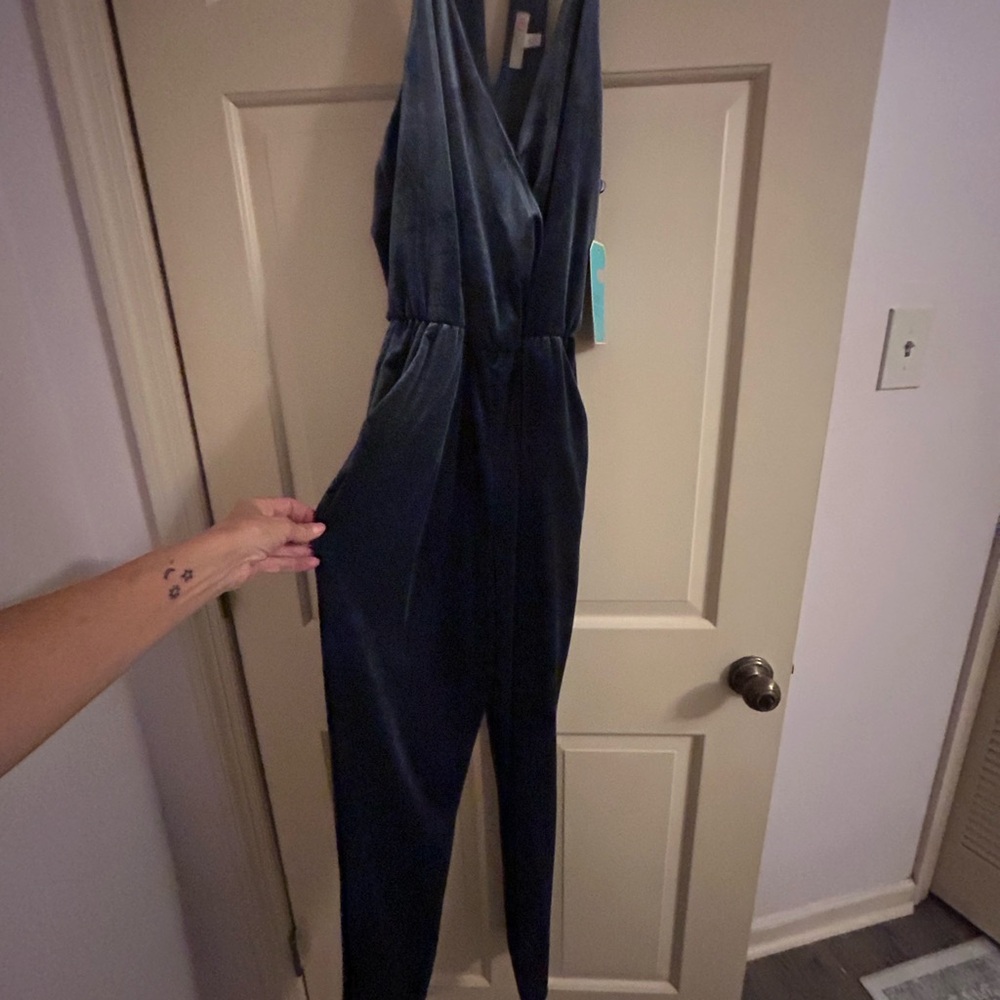 GB girls Blue Denim Jumpsuit with Tie Waist